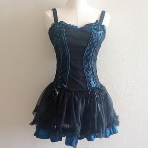 Y2K Blue Tripp NYC Corset Mini Gothic Dress
